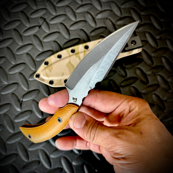The HALF-CUT (Tan Linen Micarta)