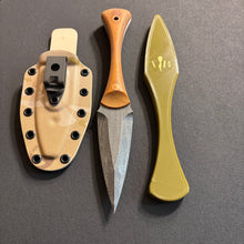 Load image into Gallery viewer, The Soucouyant  and trainer ( one off linen Micarta with copper tubes and pins )